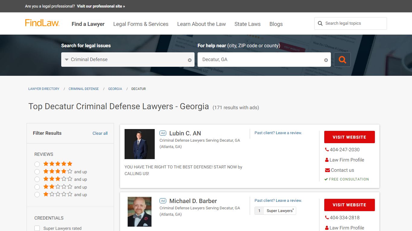 Best Decatur Criminal Defense Lawyers & Law Firms - FindLaw